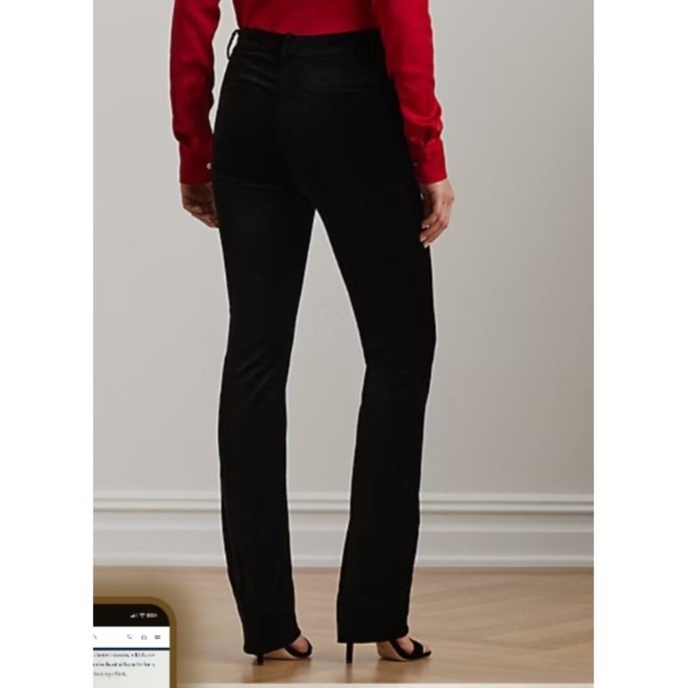 Lauren Ralph Lauren Black‎ Label High Rise Stretch Velvet  Trouser SIZE 4 Black